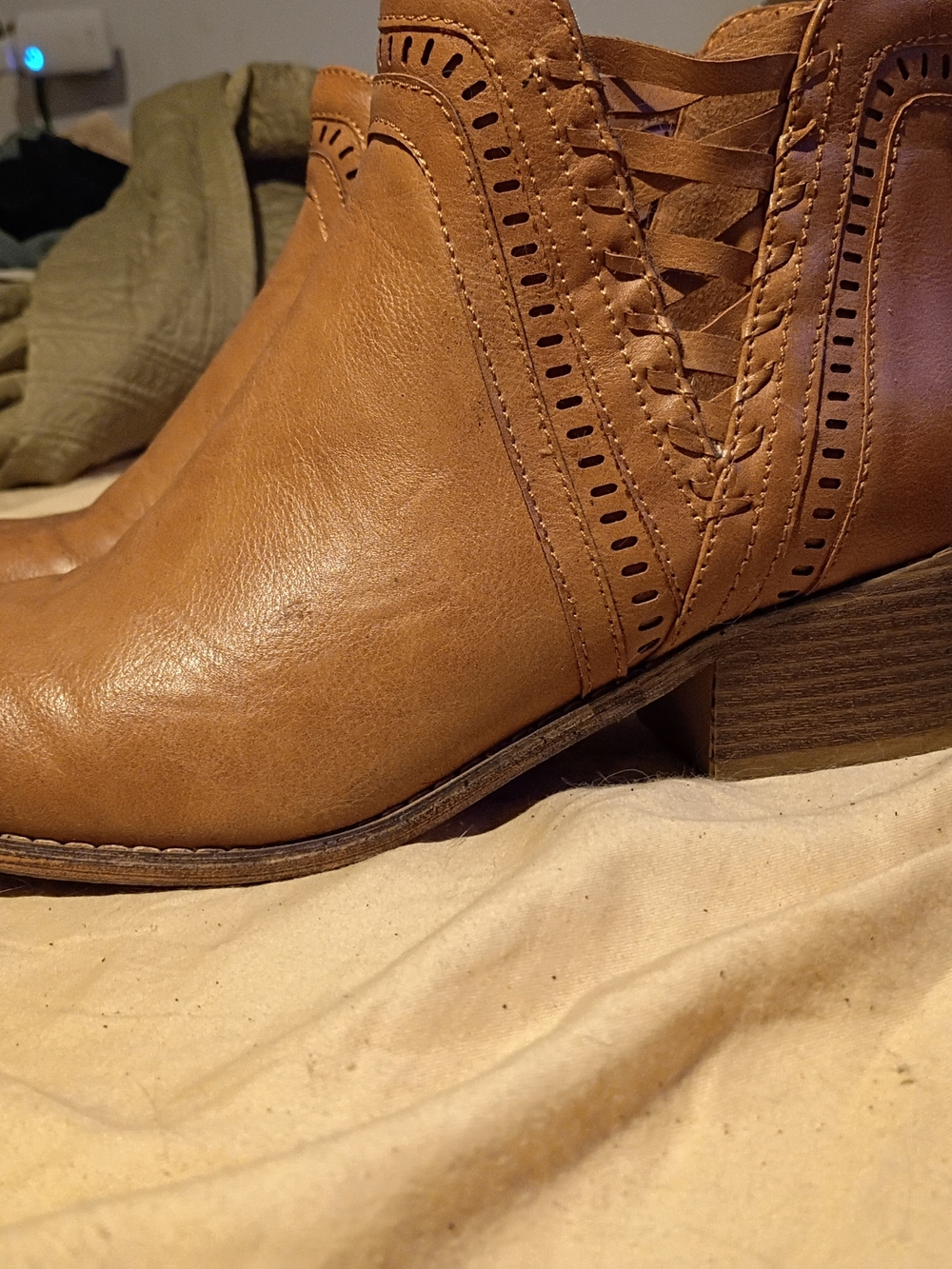 Corkys Tan Cutout Leather Ankle Booties - Picture 4 of 8